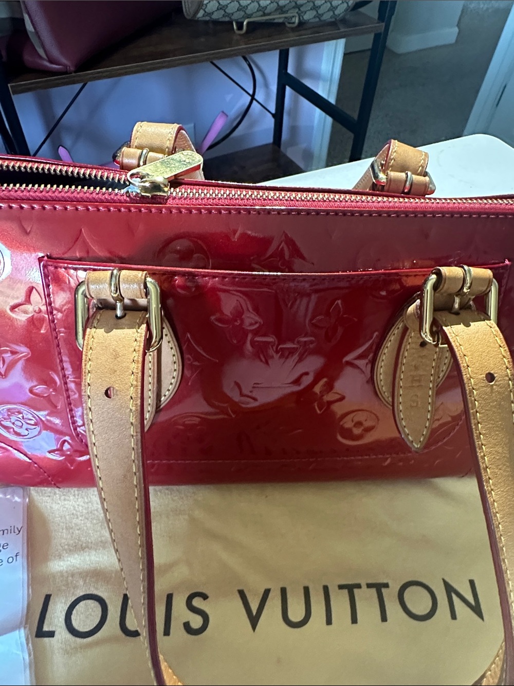 Louis Vuitton Red Patent Leather Shoulder Bag - Picture 16 of 16